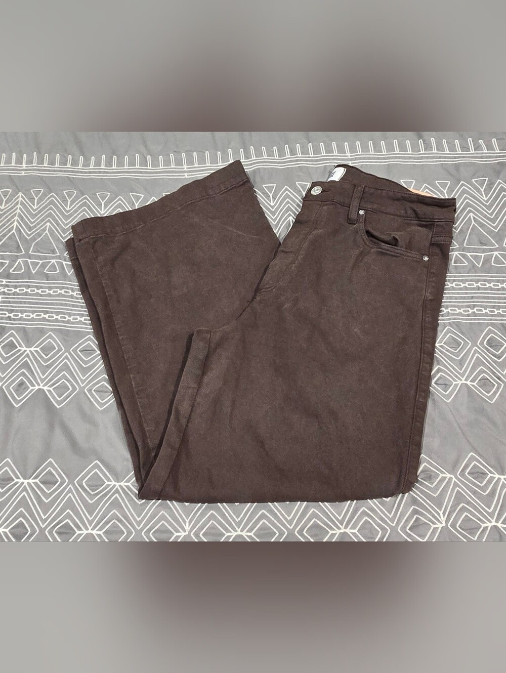 Paige Anessa High Waisted Wide Leg Cropped Brown Jeans Size 31